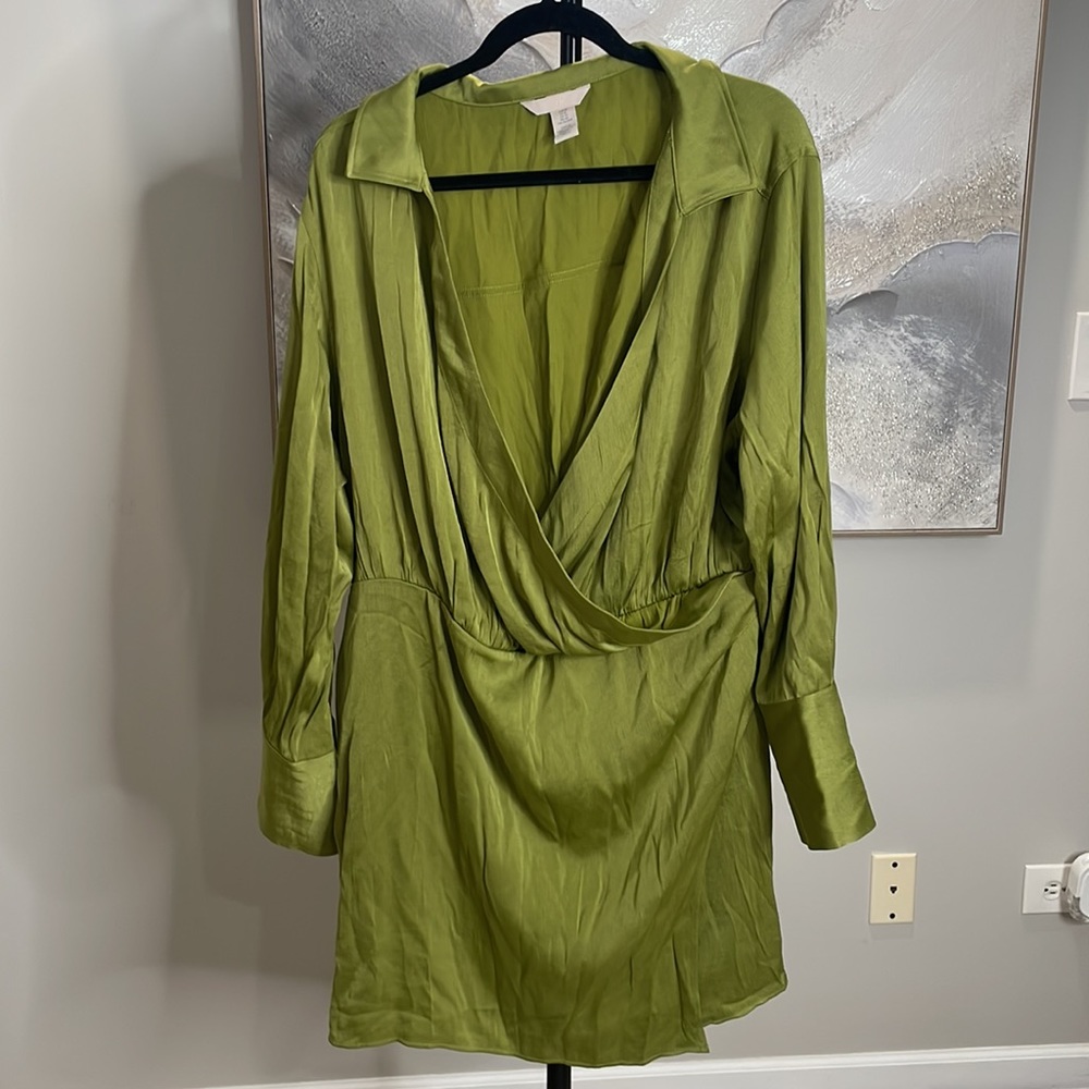 Plus Sized Satin Green mini Dress